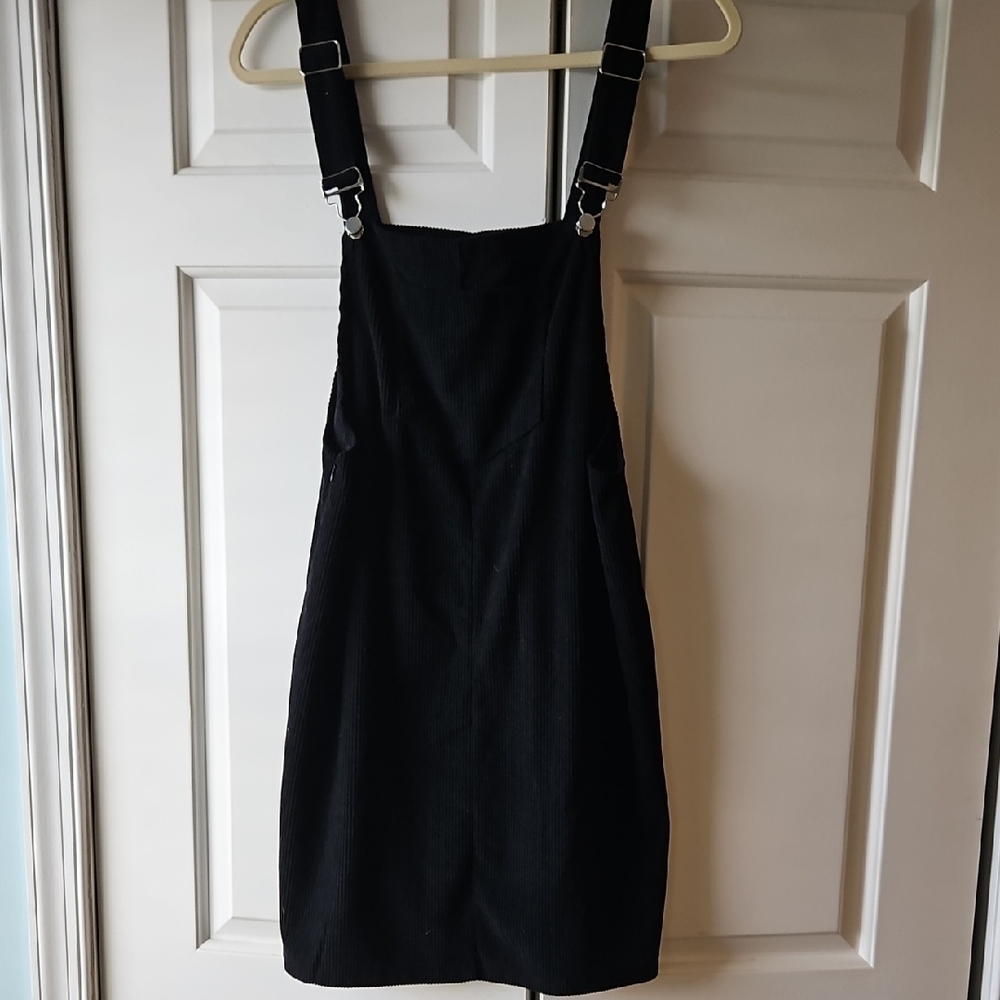 Black Corduroy Overall Dress